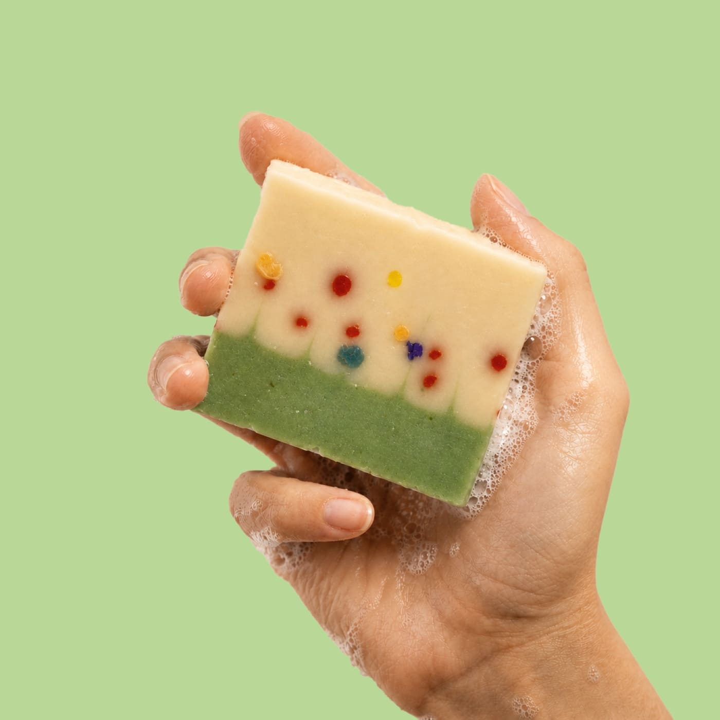 Soap lather while washing hands